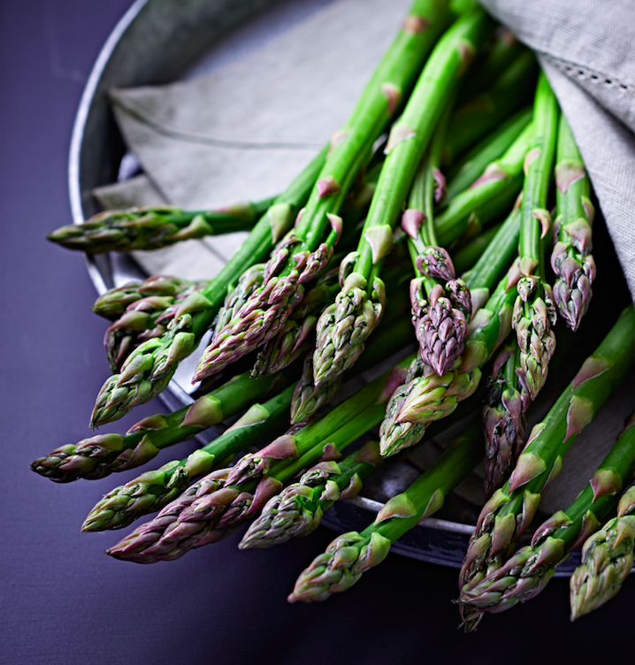 Fresh asparagus in a table napkin